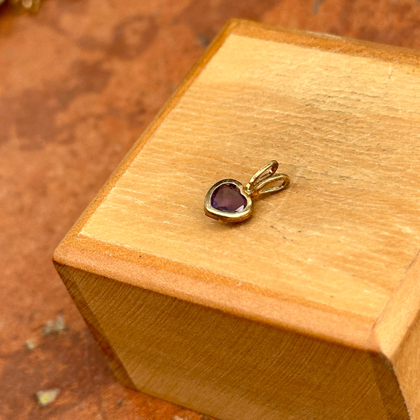 Estate Gold-Plated Sterling Silver Amethyst Heart Pendant Charm