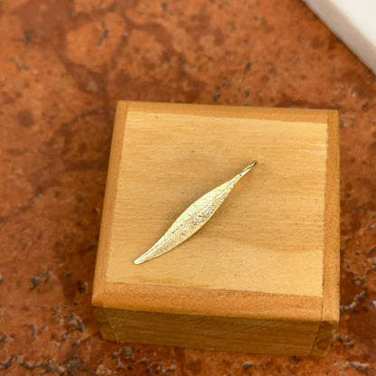 14KT Yellow Gold Textured Diamond Leaf Pendant 33mm