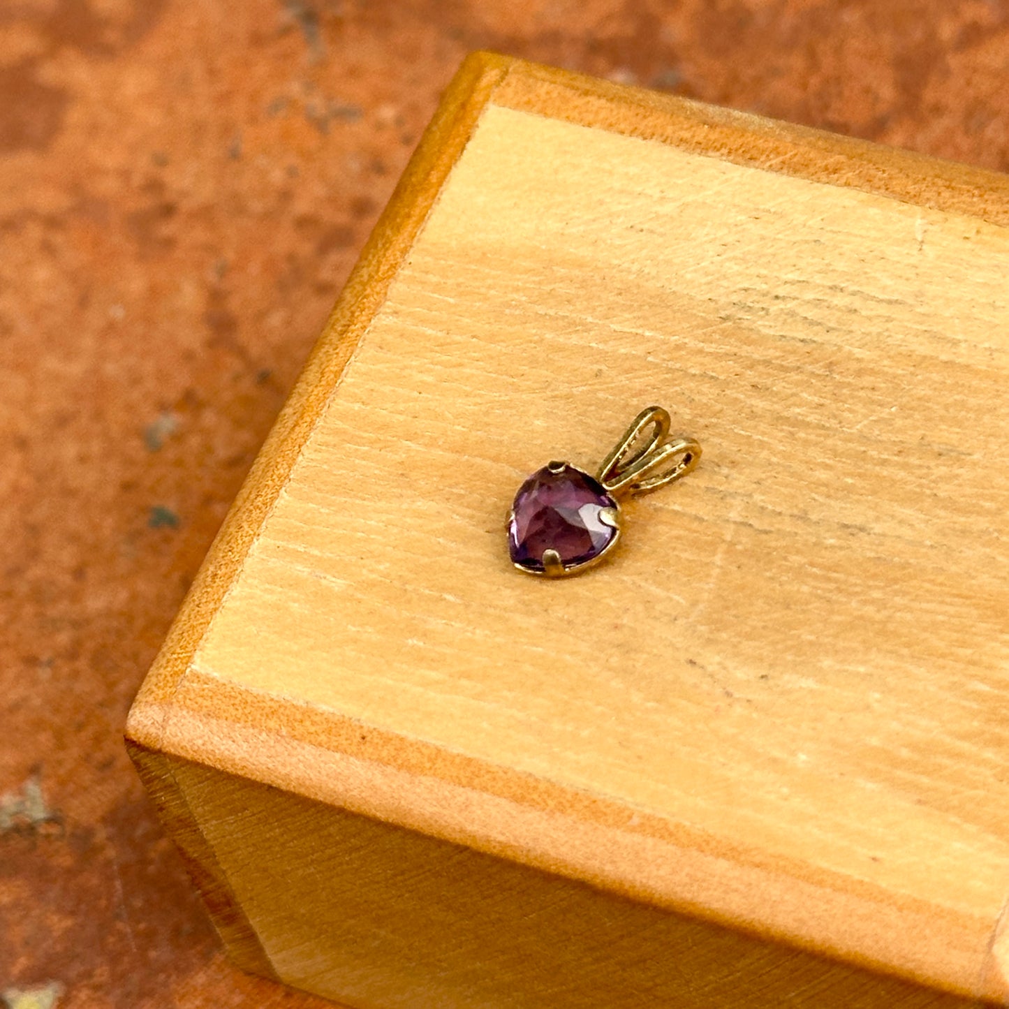 Estate Gold-Plated Sterling Silver Amethyst Heart Pendant Charm