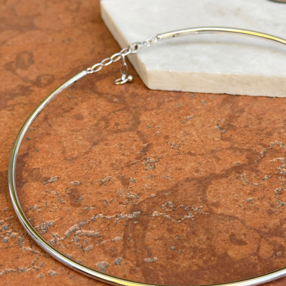 Sterling Silver 3mm Tube Stiff Collar Necklace