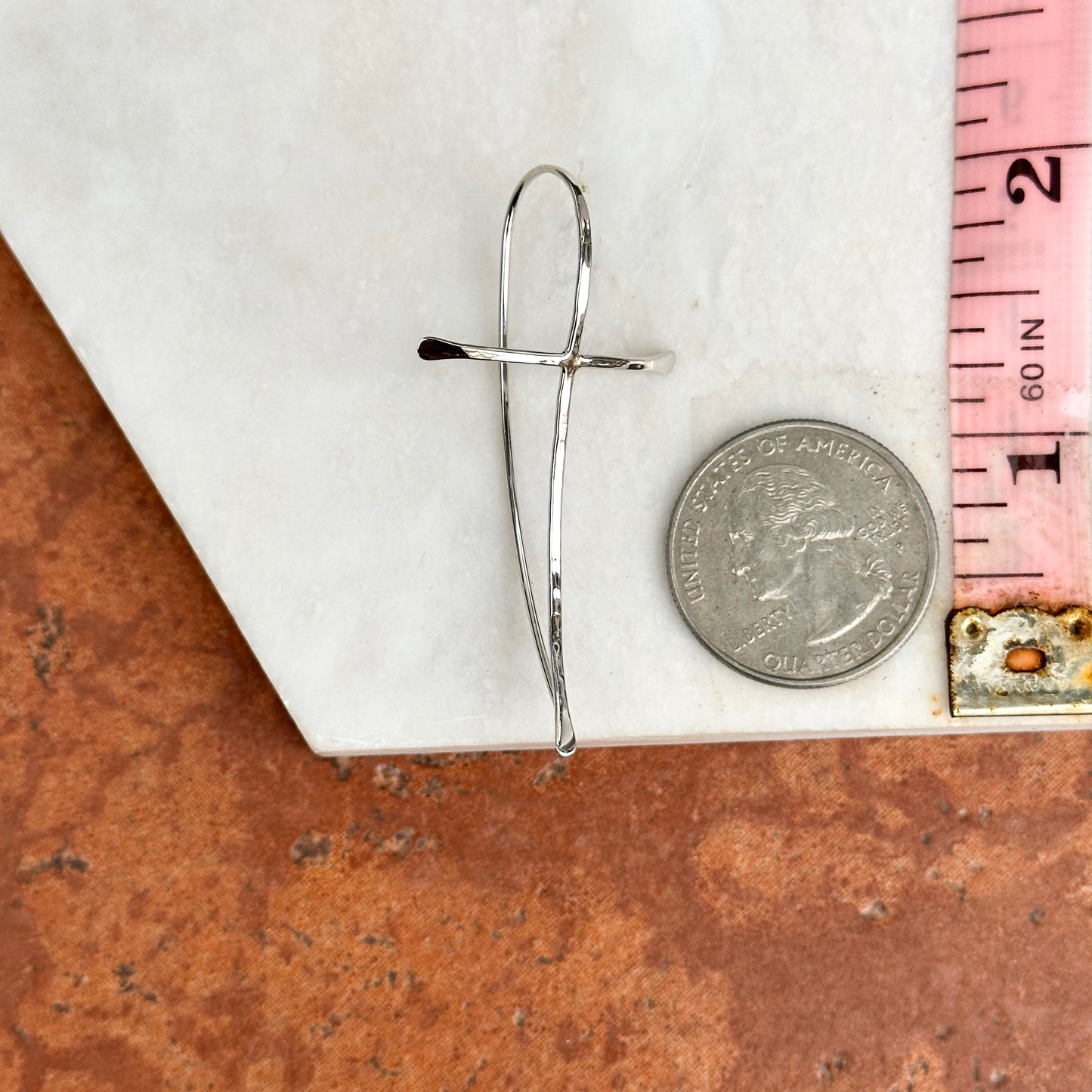 Sterling Silver Hammered Cross Threader Earrings