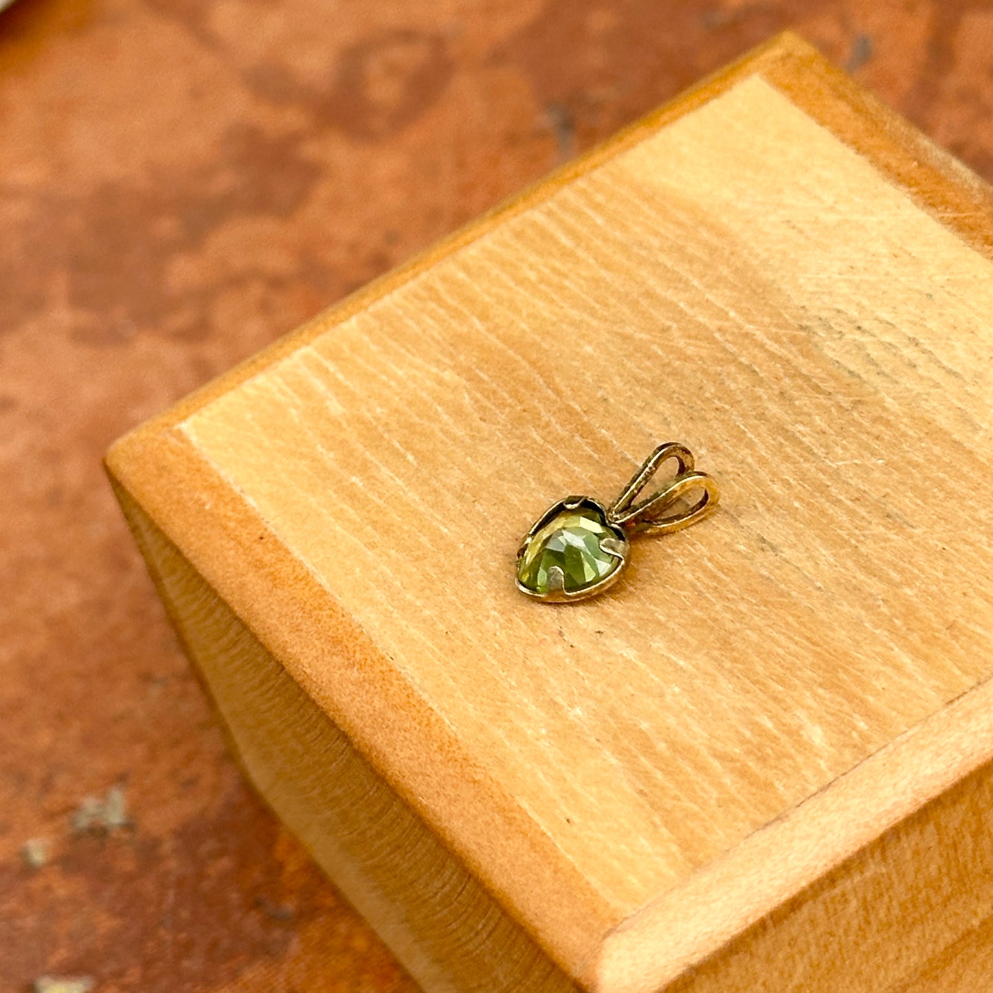 Estate Gold-Plated Sterling Silver Peridot Heart Pendant Charm