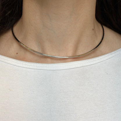 Sterling Silver 3mm Tube Stiff Collar Necklace