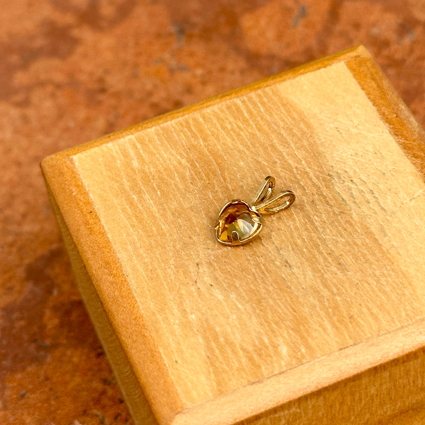 Estate Gold-Plated Sterling Silver Citrine Heart Pendant Charm