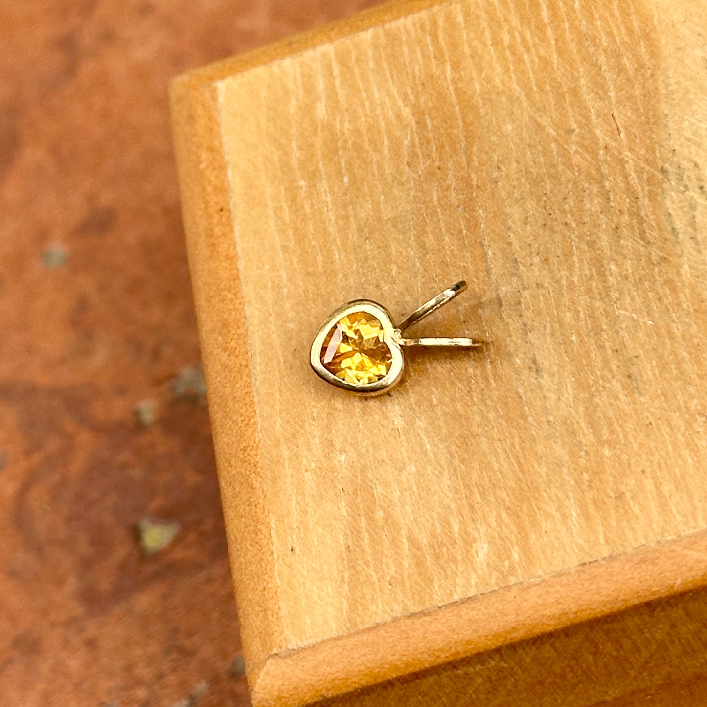 Estate Gold-Plated Sterling Silver Citrine Heart Pendant Charm