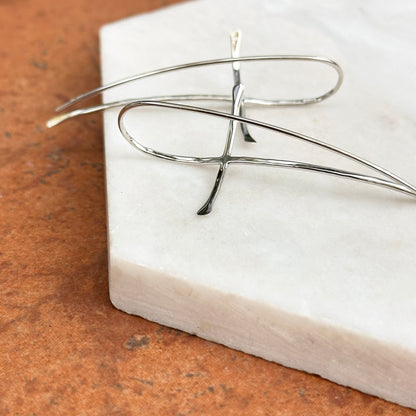 Sterling Silver Hammered Cross Threader Earrings