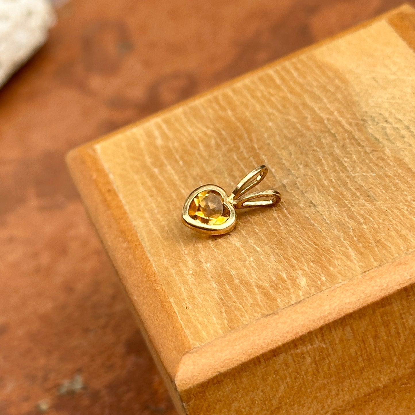 Estate Gold-Plated Sterling Silver Citrine Heart Pendant Charm