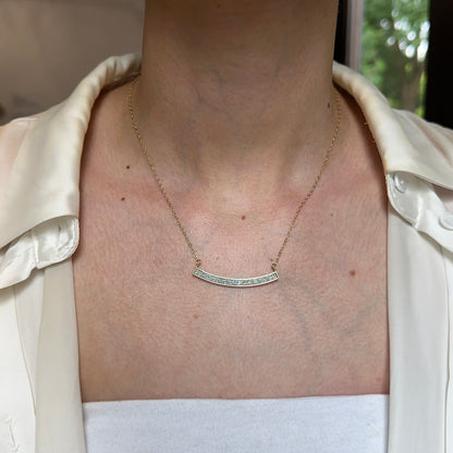 14KT Yellow Gold Diamond-Cut Curved Bar Chain Necklace