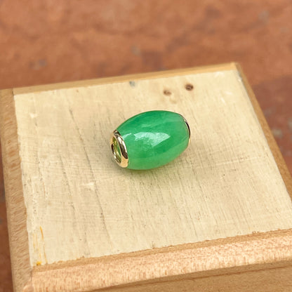 Estate 14KT Yellow Gold Green Jade Oval Pendant Slide