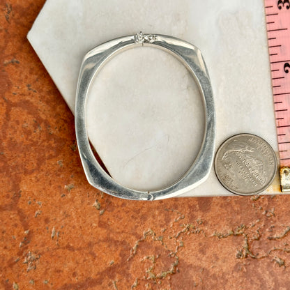 Sterling Silver Squared Hinged Bangle Bracelet