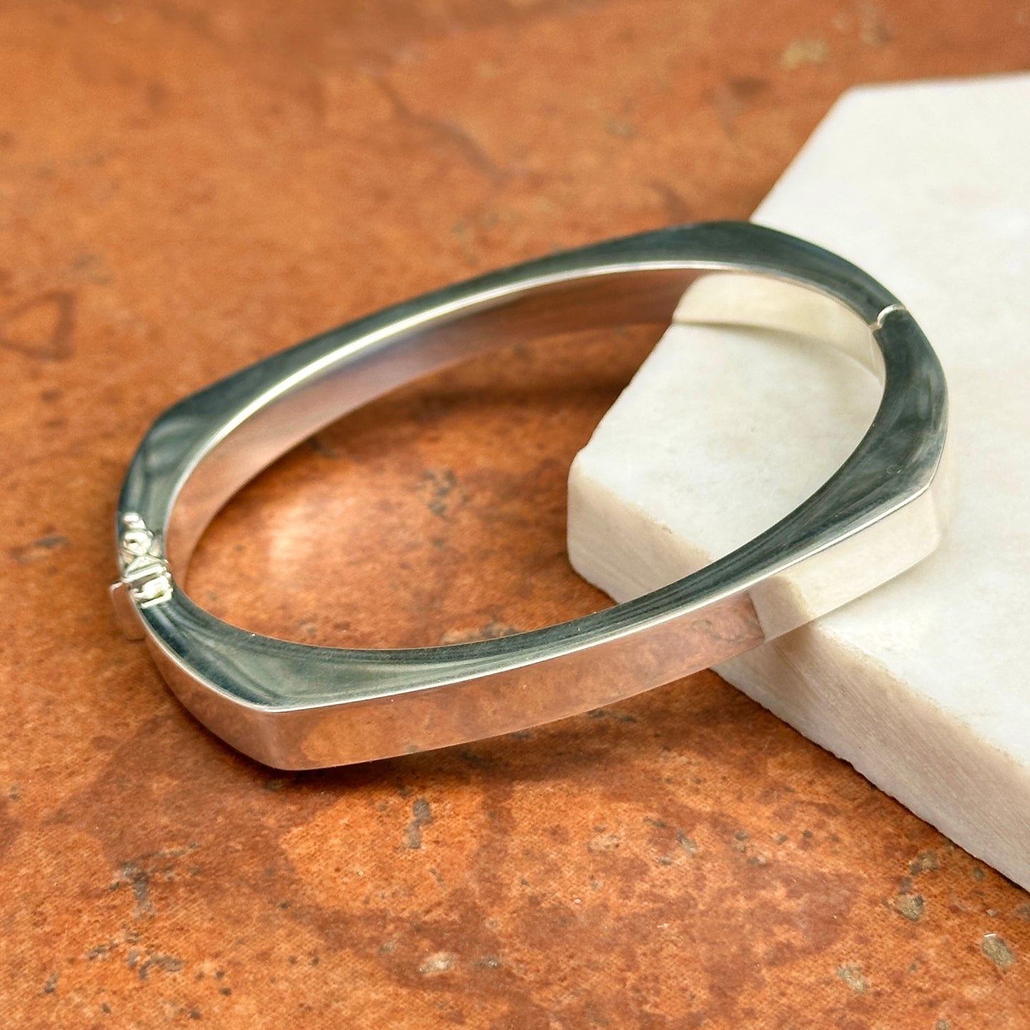 Sterling Silver Squared Hinged Bangle Bracelet