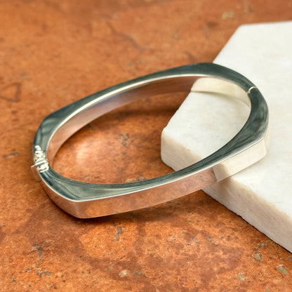 Sterling Silver Squared Hinged Bangle Bracelet