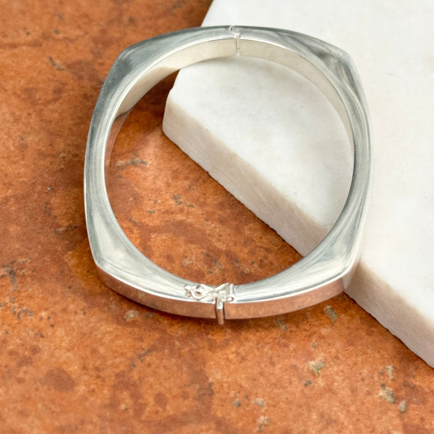 Sterling Silver Squared Hinged Bangle Bracelet