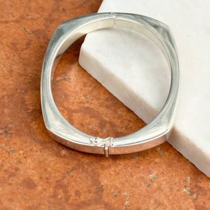 Sterling Silver Squared Hinged Bangle Bracelet