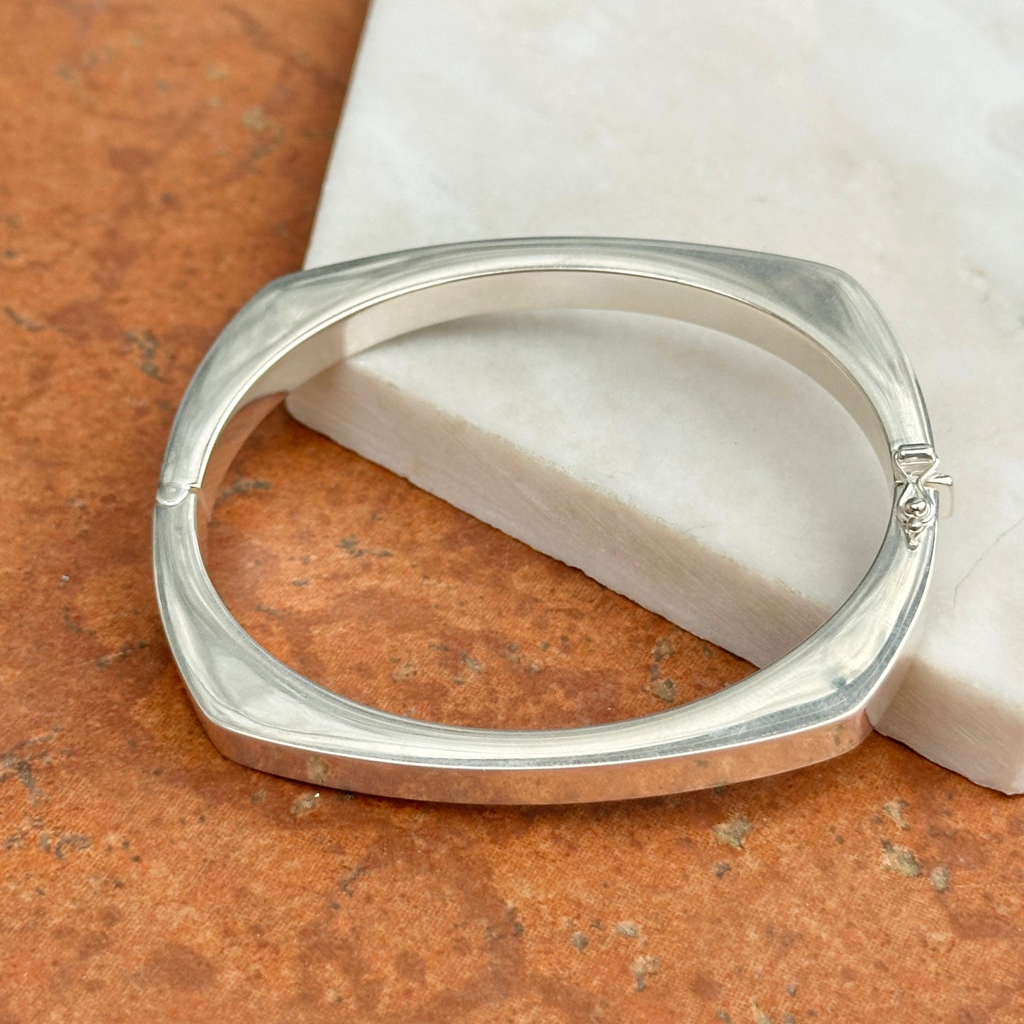 Sterling Silver Squared Hinged Bangle Bracelet
