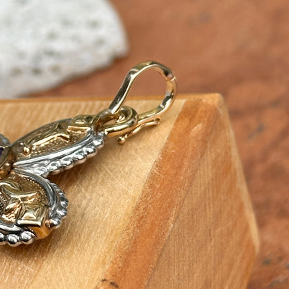 Estate 14KT Yellow Gold + White Gold Byzantine Amethyst Cross Pendant Enhancer