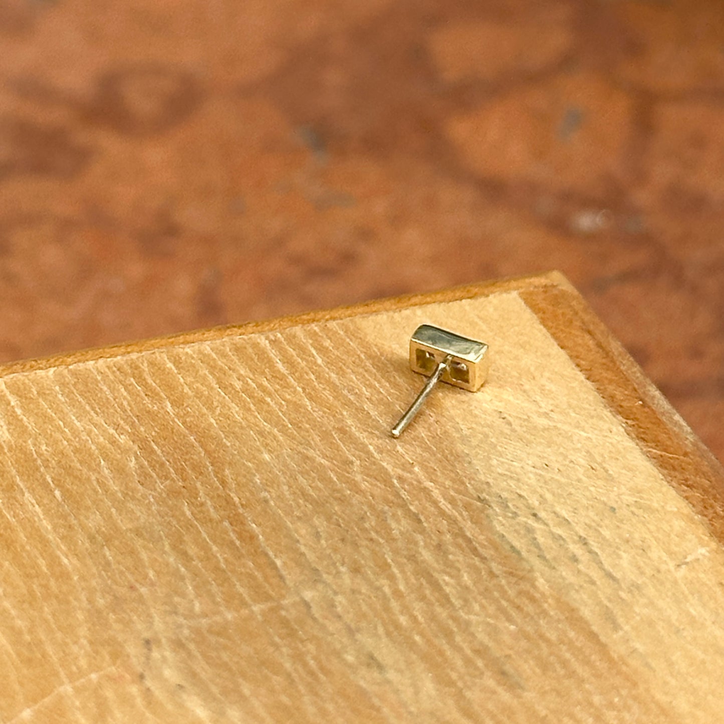 14KT Yellow Gold Bezel Baguette Lab Diamond Tragus Stud Earring