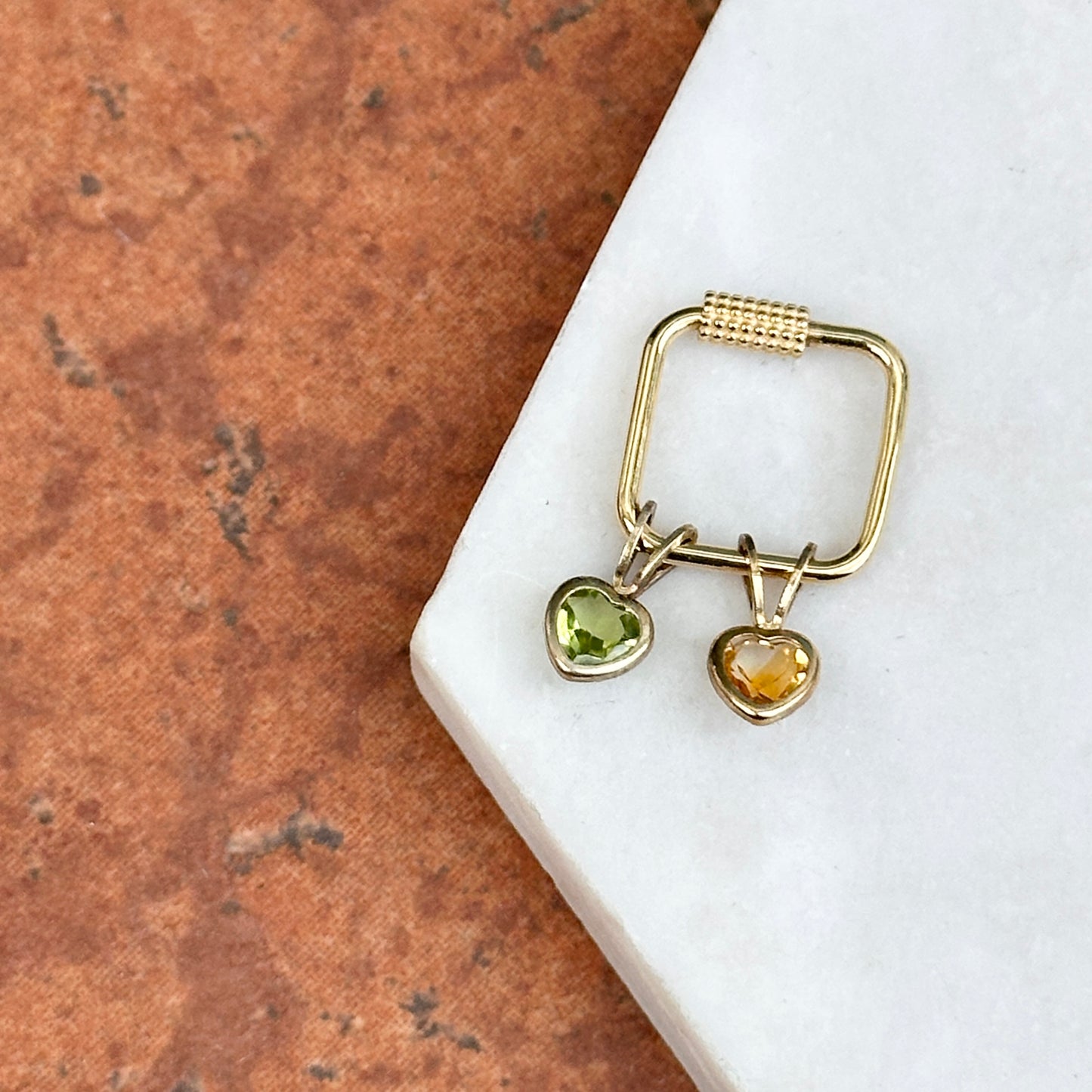 14KT Yellow Gold Square Screw-In Carabiner Pendant Hanger