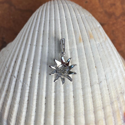 14KT White Gold Diamond Fancy Sun Small Pendant Charm