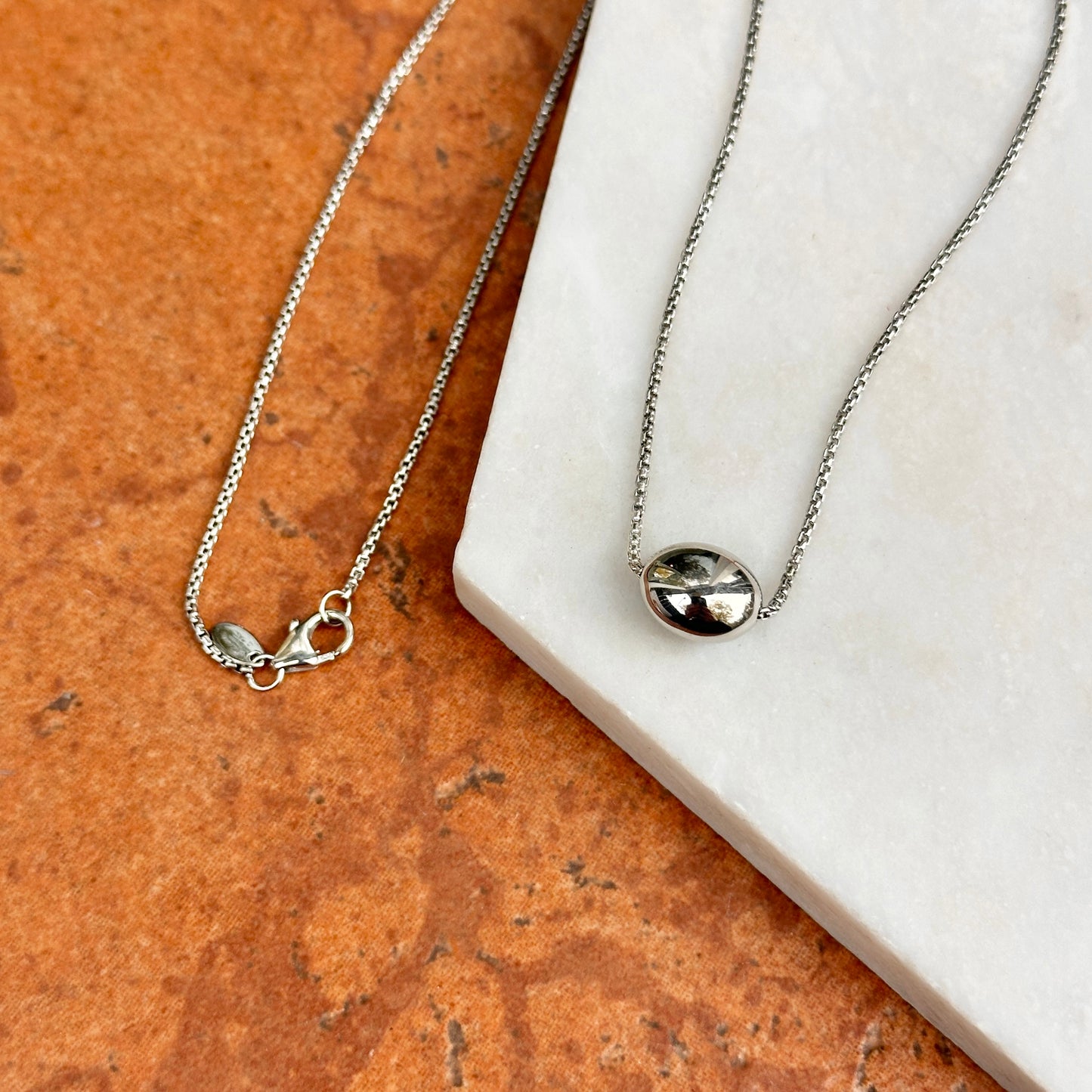 Sterling Silver Bean Pendant Necklace