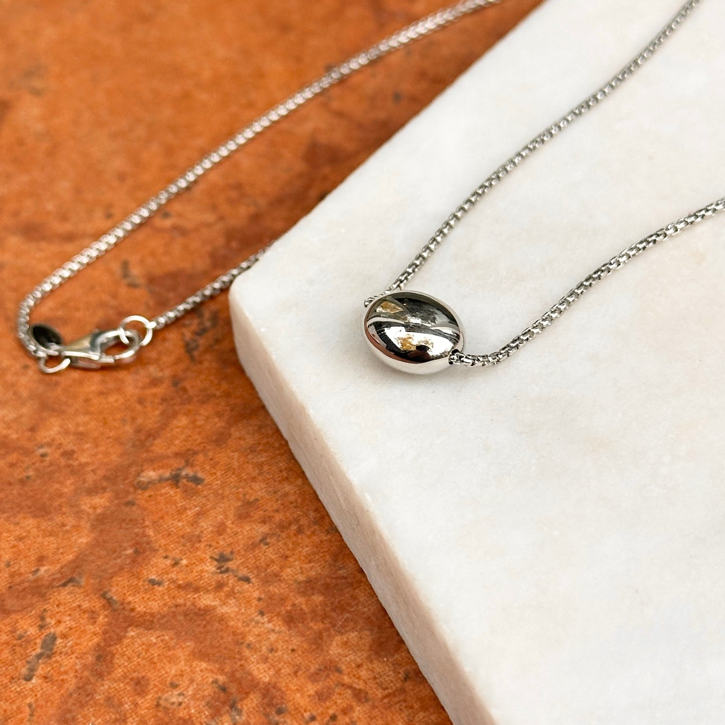 Sterling Silver Bean Pendant Necklace