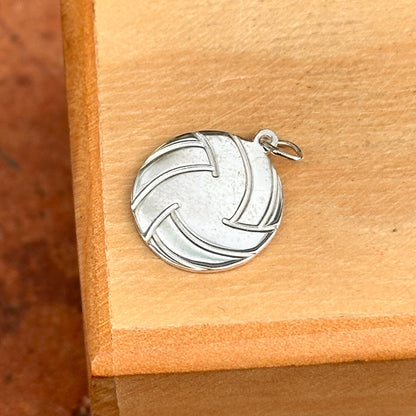 Sterling Silver Flat Volleyball Pendant Charm
