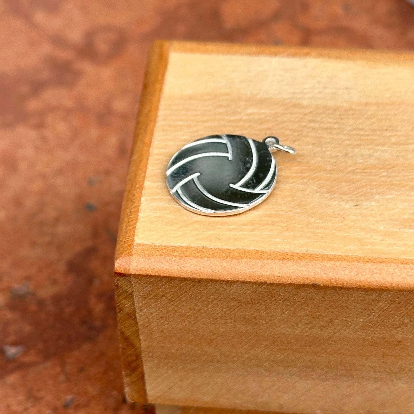 Sterling Silver Flat Volleyball Pendant Charm