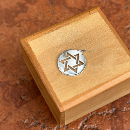 Sterling Silver Star of David Round Disc Pendant