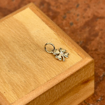 14KT Yellow Gold Diamond Four Leaf Clover Mini Pendant Charm