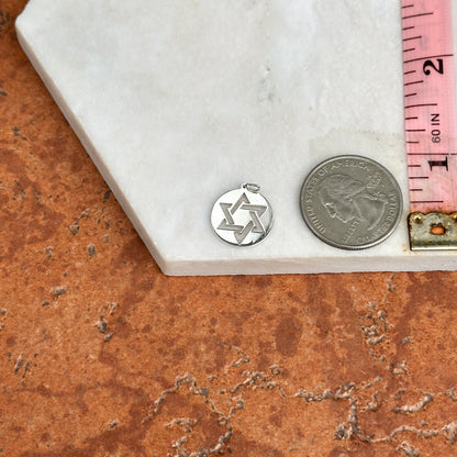 Sterling Silver Star of David Round Disc Pendant