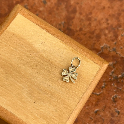 14KT Yellow Gold Diamond Four Leaf Clover Mini Pendant Charm