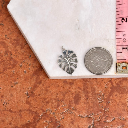 Sterling Silver Monstera Leaf Pendant Charm