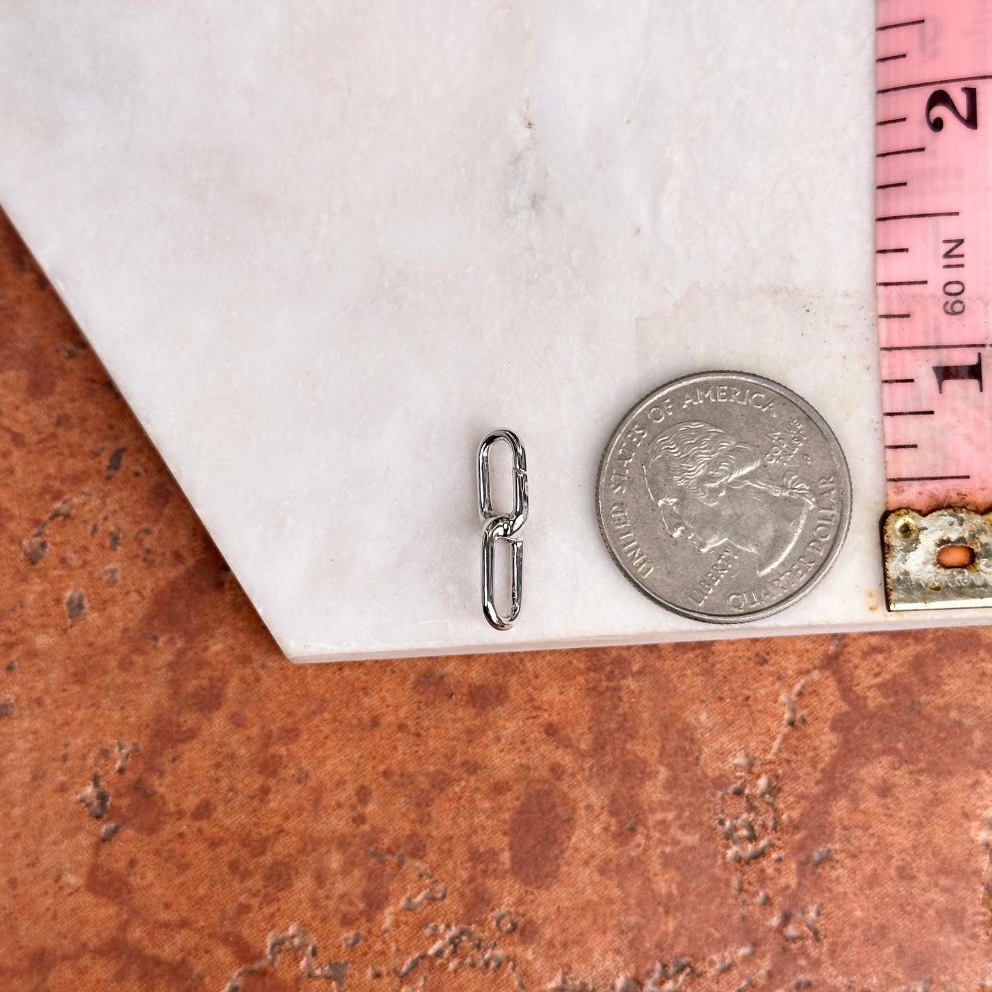 14KT White Gold Paperclip Link Push-In Charm Holder / Connector Pendant