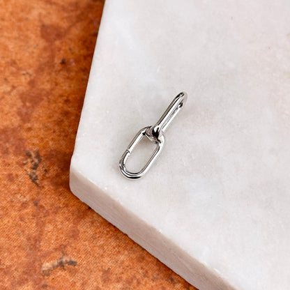14KT White Gold Paperclip Link Push-In Charm Holder / Connector Pendant