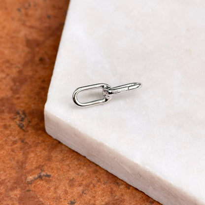 14KT White Gold Paperclip Link Push-In Charm Holder / Connector Pendant