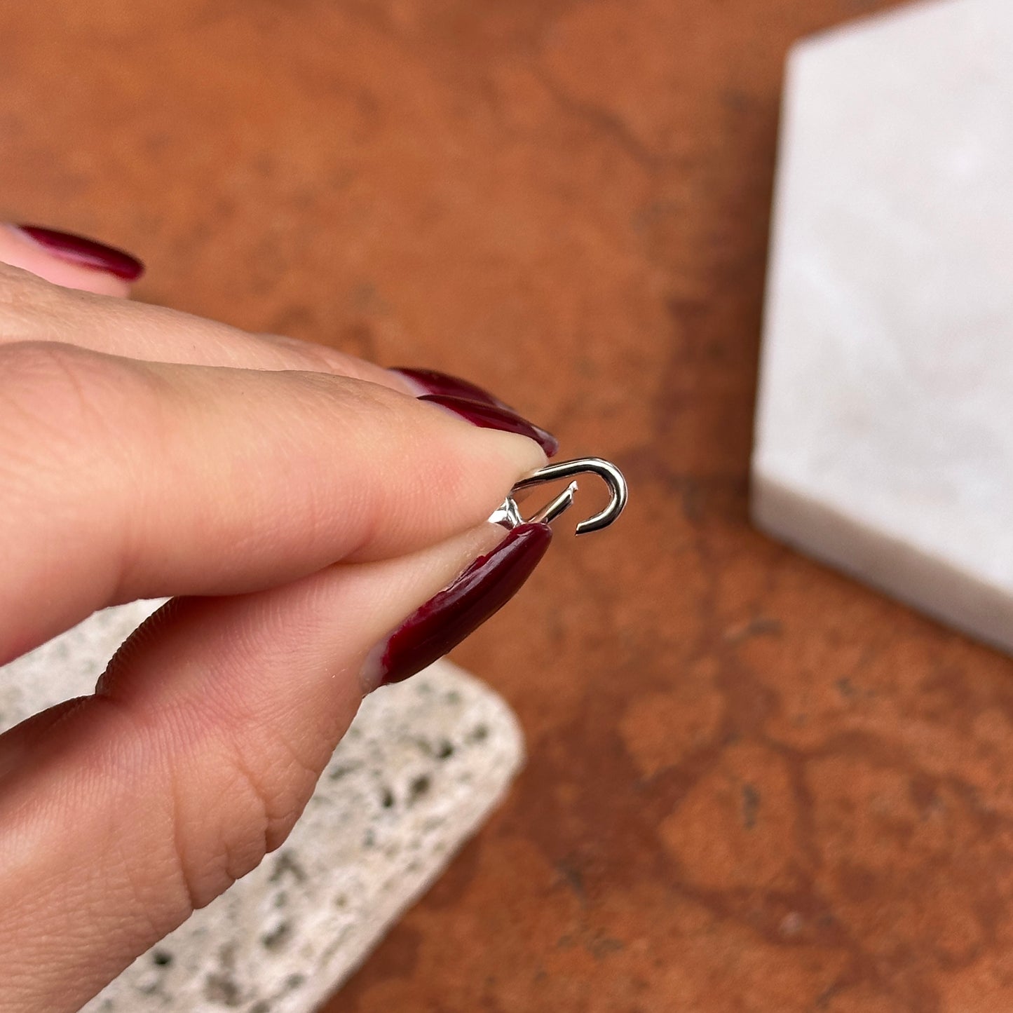 14KT White Gold Paperclip Link Push-In Charm Holder / Connector Pendant