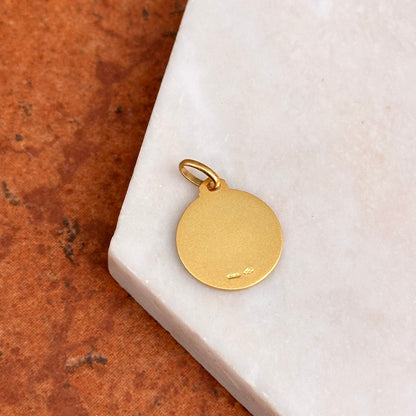 14KT Yellow Gold Solid Angel Baby Raphael Round Medal Pendant 16mm