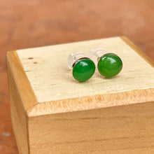 Load image into Gallery viewer, Estate 14KT Yellow Gold Spinach Jade Button Stud Earrings