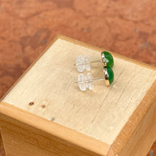 Load image into Gallery viewer, Estate 14KT Yellow Gold Spinach Jade Button Stud Earrings