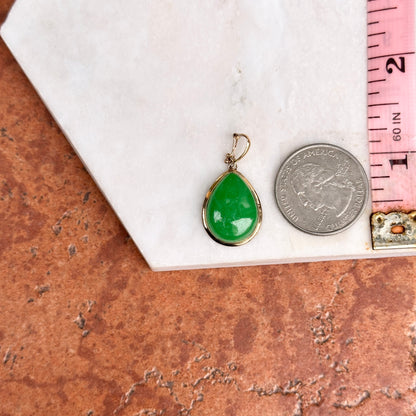 Estate 14KT Yellow Gold Jade Teardrop Enhancer Pendant