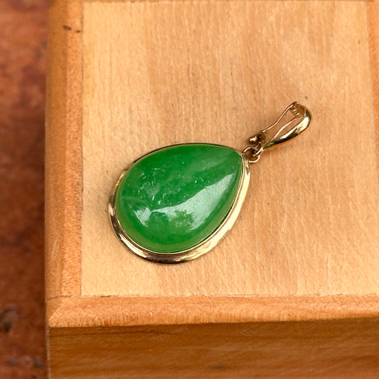 Estate 14KT Yellow Gold Jade Teardrop Enhancer Pendant