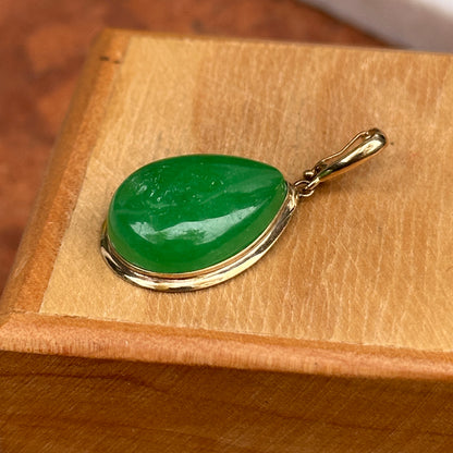 Estate 14KT Yellow Gold Jade Teardrop Enhancer Pendant