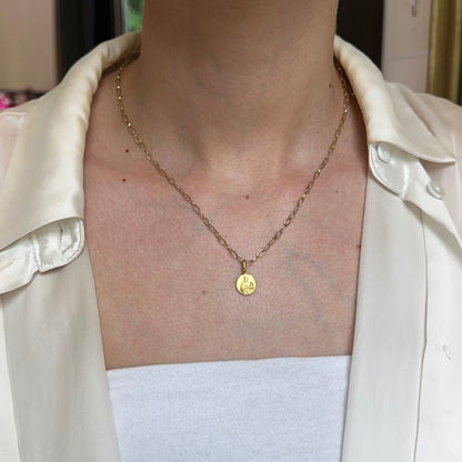 14KT Yellow Gold St Paul Matte Round Medal Pendant 10mm