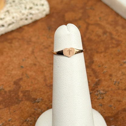 14KT Rose Gold Heart + Cross Signet Youth or Pinky Ring