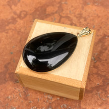 Load image into Gallery viewer, Estate 14KT Yellow Gold Large Pear Black Onyx Pendant