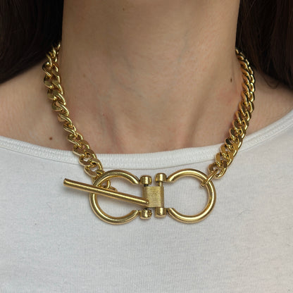 Gold-Plated Brass Doubel Horse Bit Chain Necklace