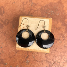 Load image into Gallery viewer, Estate 14KT Yellow Gold Round Black Onyx Gemstone Dangle Earrings