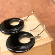 Load image into Gallery viewer, Estate 14KT Yellow Gold Round Black Onyx Gemstone Dangle Earrings