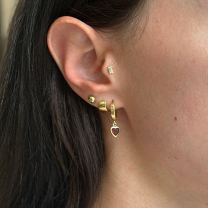 14KT Yellow Gold Bezel Baguette Lab Diamond Tragus Stud Earring