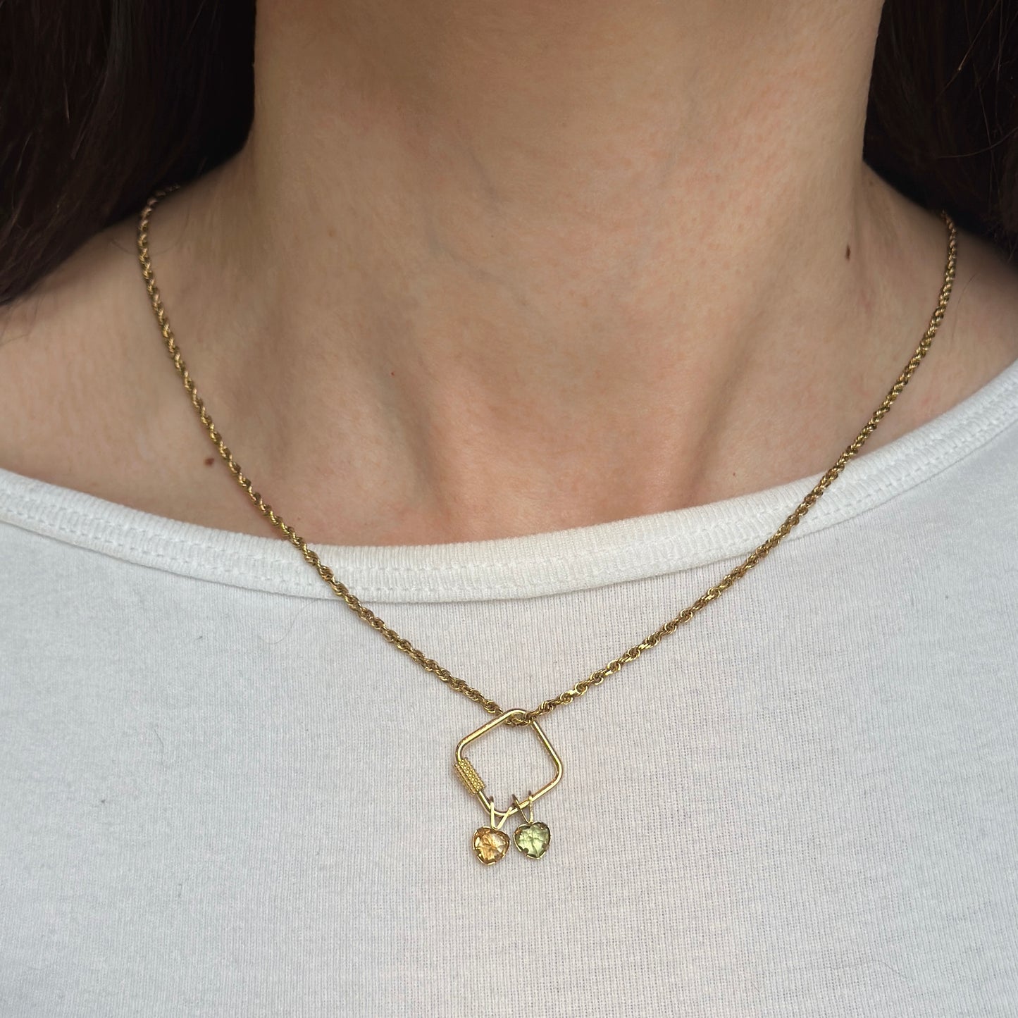 14KT Yellow Gold Square Screw-In Carabiner Pendant Hanger
